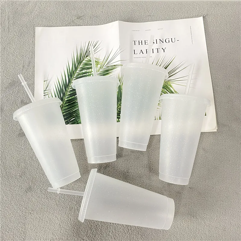 Best Gifts Glitter 24 Ounces Tumbler 16oz 480ml 700ml Reusable Ice Cold Drink Cup 24oz Summer Cups with Lids and Straws