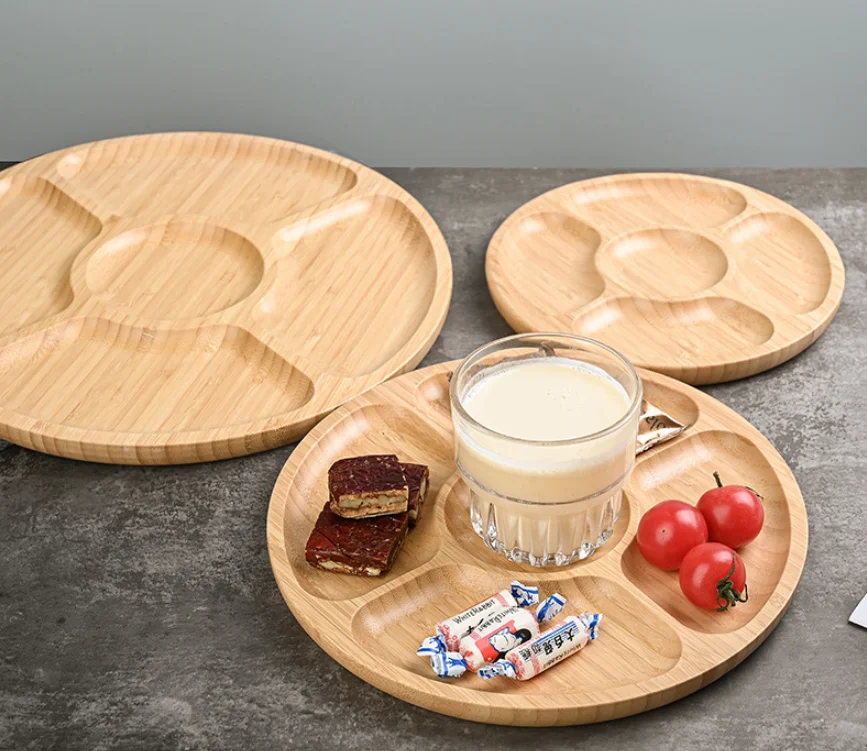 Round bamboo split dinner plate