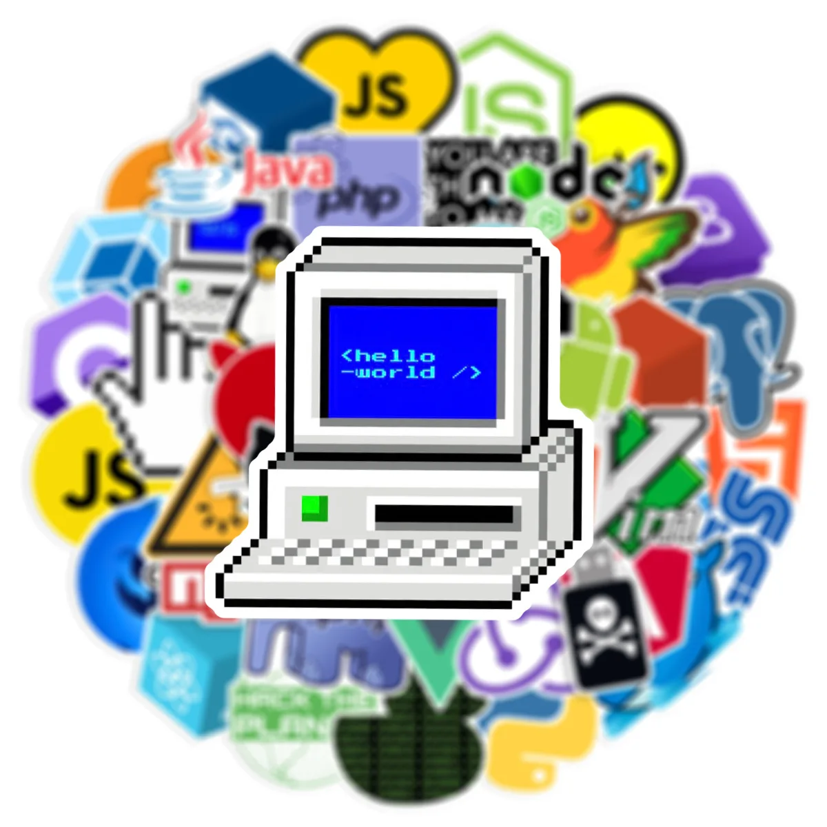 50Pcs Cartoon Programming Software Logo Graffiti Stickers For Laptop Table Wall Decor Vinyl Programmer Internet Sticker