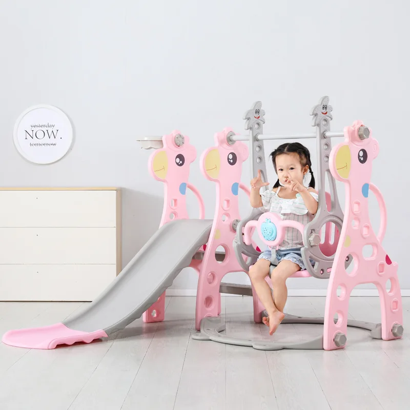 Household Combination Slide and Swing Toys Indoor Kids Plastic Slide Play Set for Preschool Education