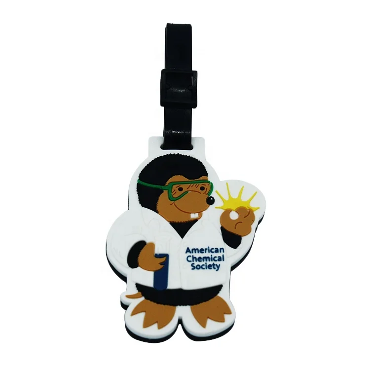 Rubber US Chemical Society Flip Type Phonograph Tooth Shape Luggage Tag With Safety Buckle