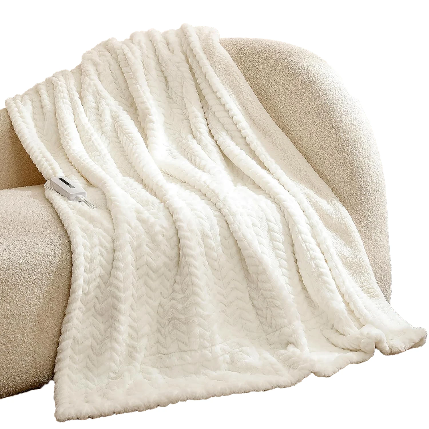 USB Heated Blanket Electric Throw Luxury Faux Fur Sherpa, Fast Heating Blanket Auto Off with ETL Certificated