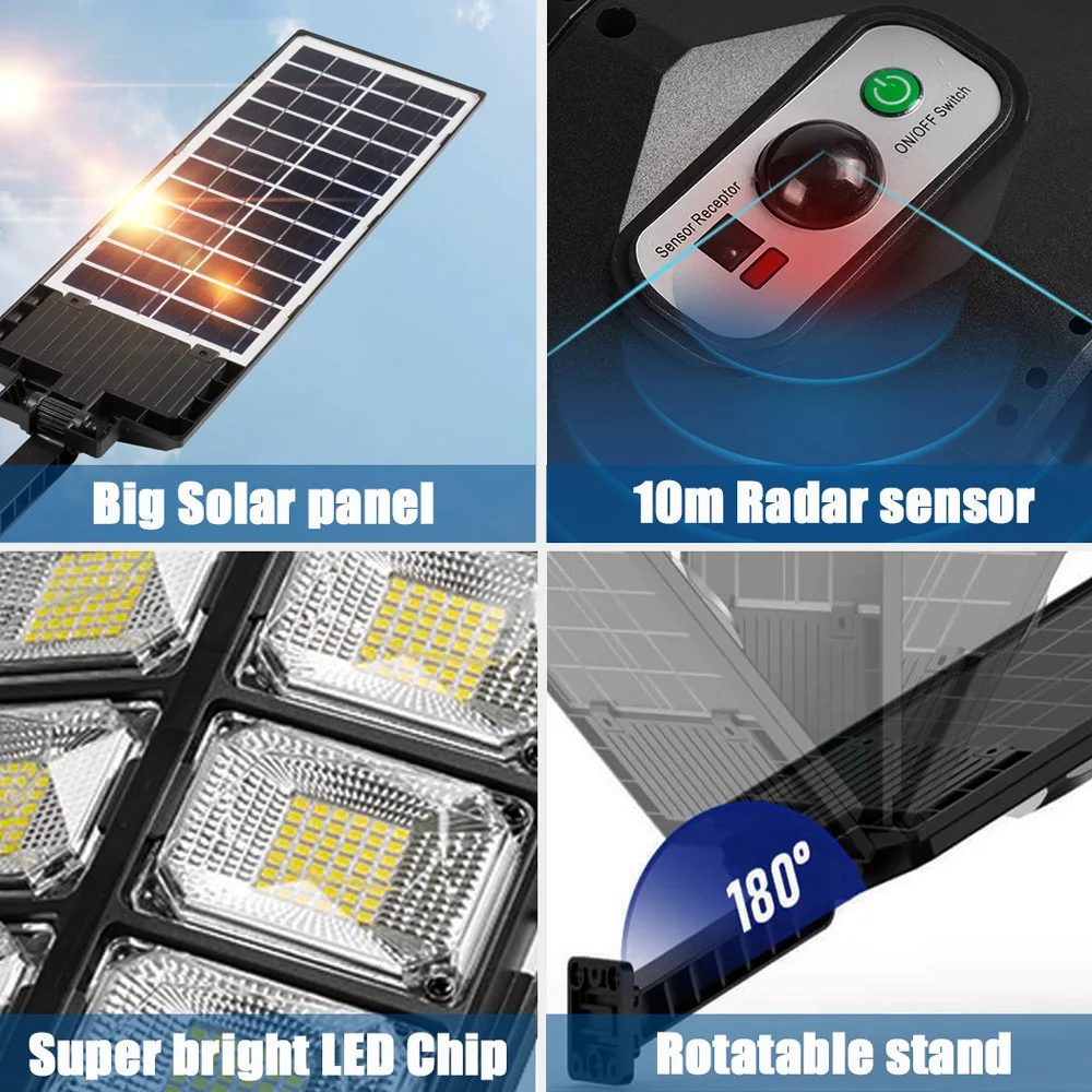 HONSON Integrated Solar Light High Lumens 600w 800w 1000w Outdoor Waterproof Remote All in One Street