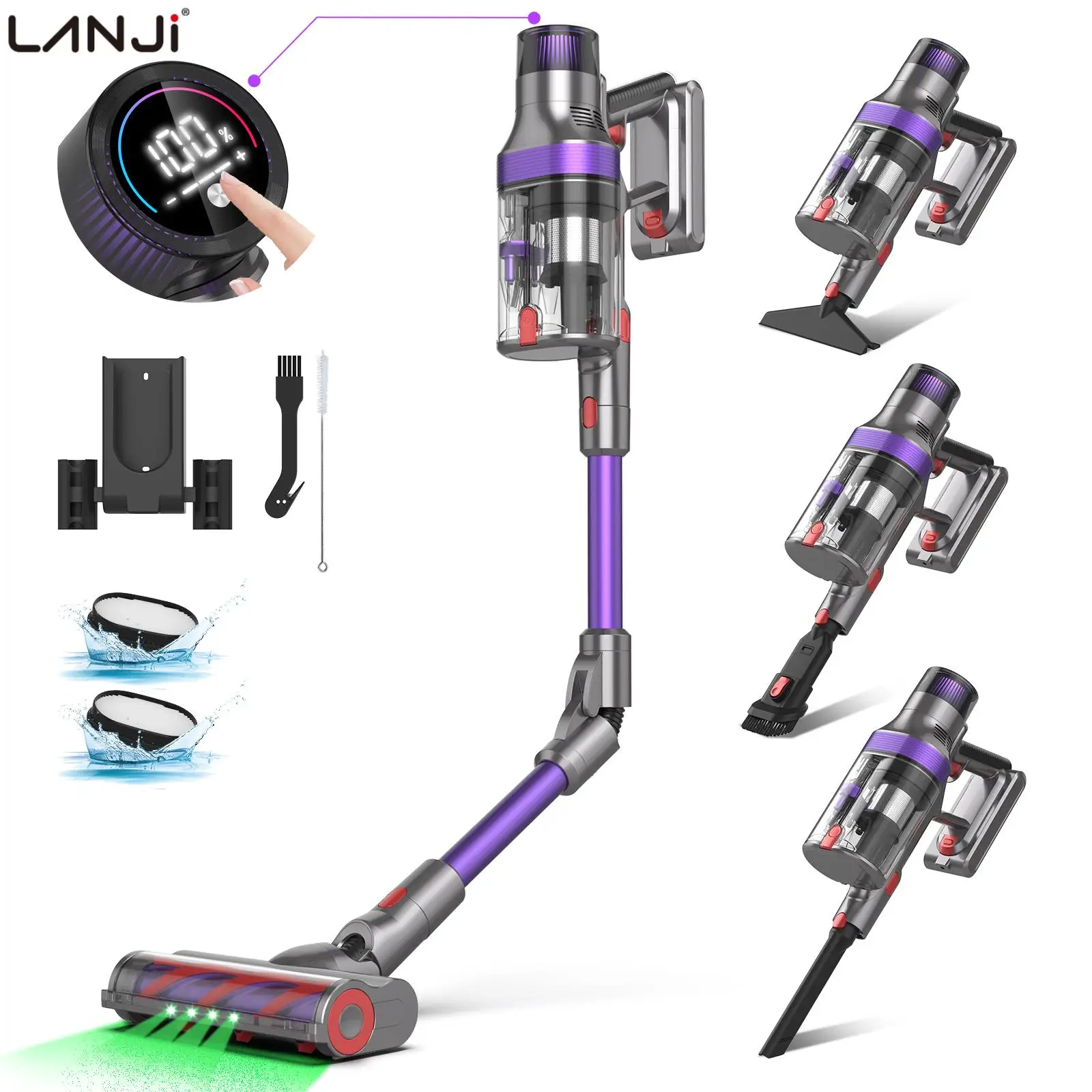 Logo Customization Double Cup BLDC500W Smart Cordless Stick Vacuum Cleaner Carpet Sofa Home Cordless Cleaning Machine S7 Pro