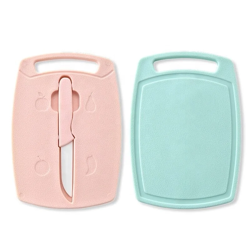 Square Shape Plastic Kitchen Cutting Board, Chopping Boards with Ceramic Knife