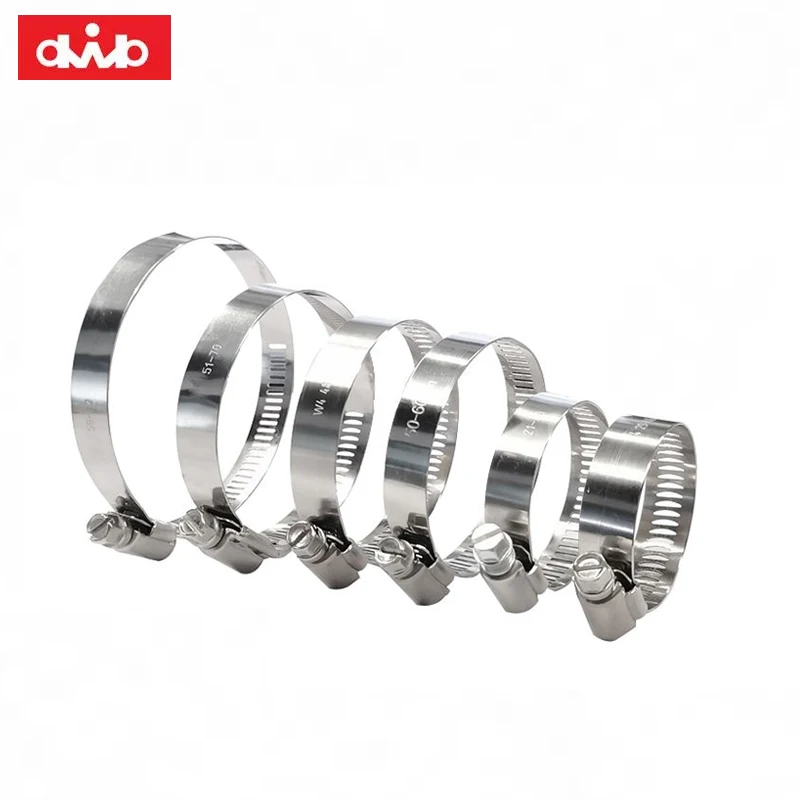Worm Gear Drive Hose Clamps American Type Adjustable Clamp Stainless Steel Metal Clips for Automotive White Appliance Screw Clip