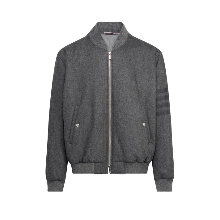 Customizable Baseball Letterman Jacket Grey All Wool Varsity Jacket With Zipper