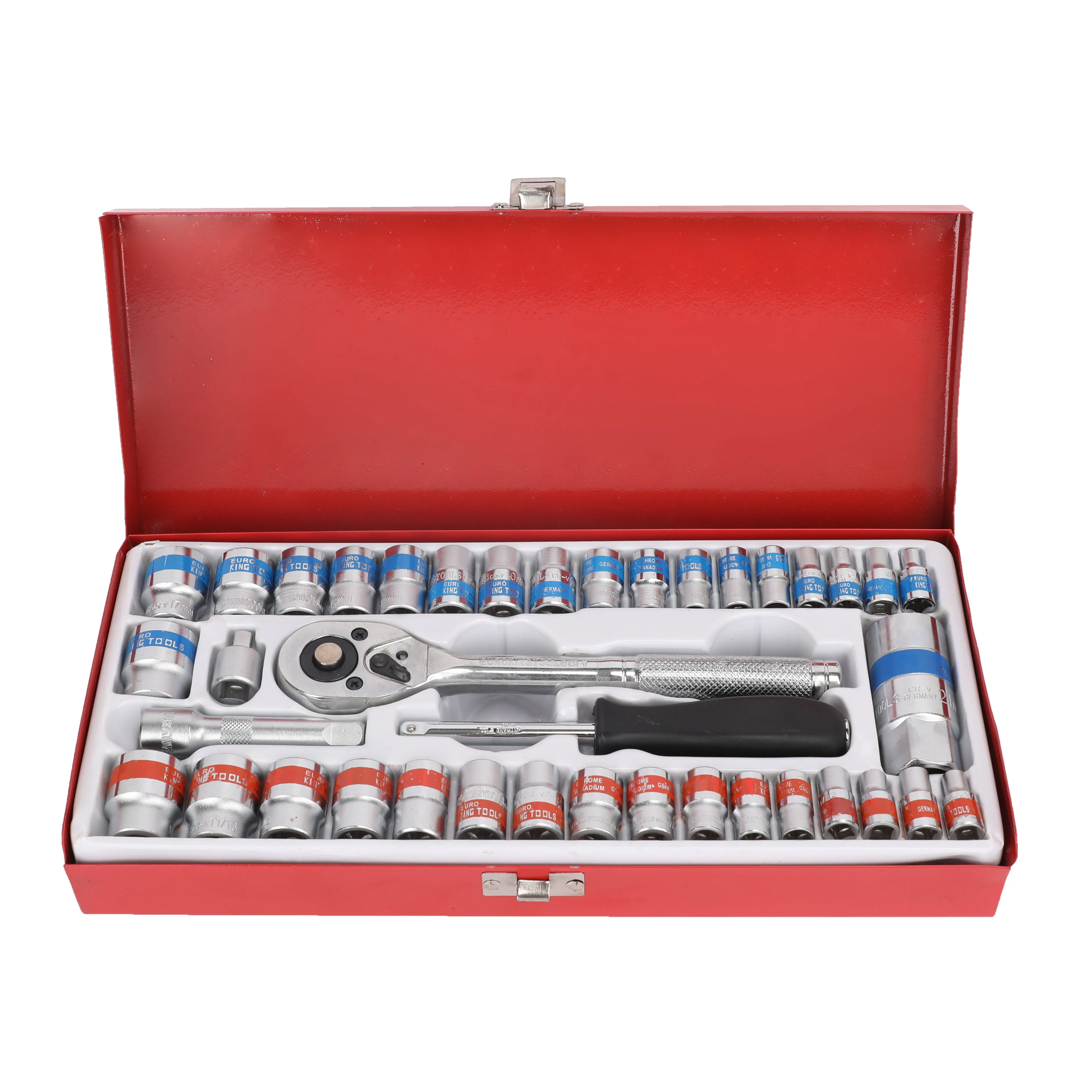 40 Pcs 1/4 & 3/8 Imperial Metric Car Removal Tool Socket Kit Set with Ratchet Handle Hard Case OEM Supported