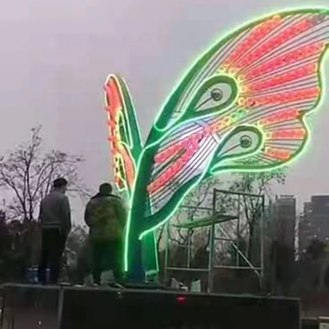 Пейзаж Открытый парк большой металлический абстрактный художественный декор из нержавеющей стали проволока Бабочка Скульптура