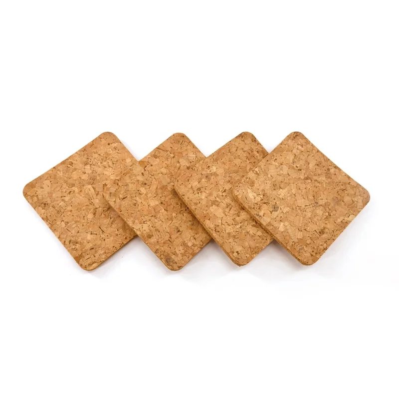 Mini pallet drink coffee cup coaster high quality custom blank plain round square shape solid cork wood coaster