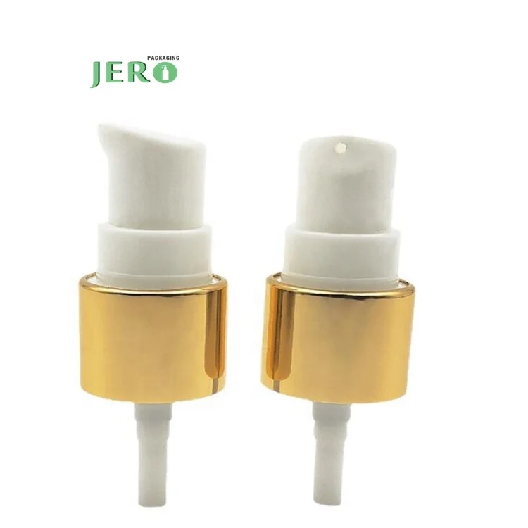 Luxury Aluminum Gold Silver Plastic Lids 20/410 metal cream pump Treatment Pump 18/410 cream pump