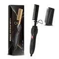 Hot Selling High Temperature Hair Straightener Comb Heat Pressing Brush Electric Copper Hot Comb for Wigs Curling Straightening