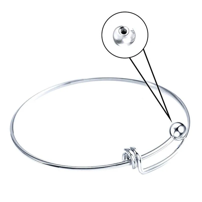 Stainless Steel Adjustable 1.8 mm Wire Blank Bangles Expendable Charm Bracelets for DIY Jewelry Making