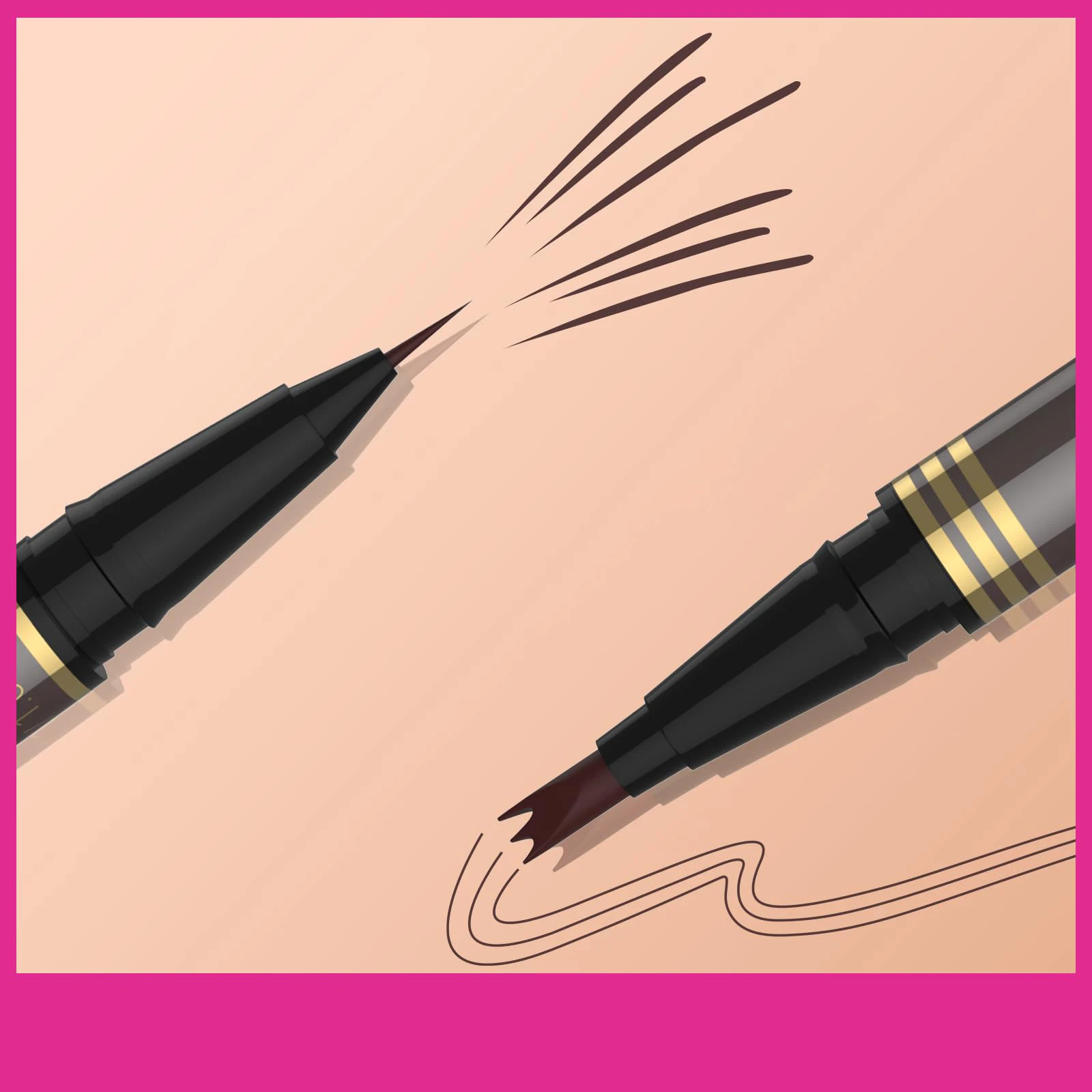 Natural-Looking Precise Brush-Tip 3-Prong Micro-Fork-Tip Applicator Brow Pencil 2-in-1 Dual-Ended Eyebrow Pen Eyebrow Pencil