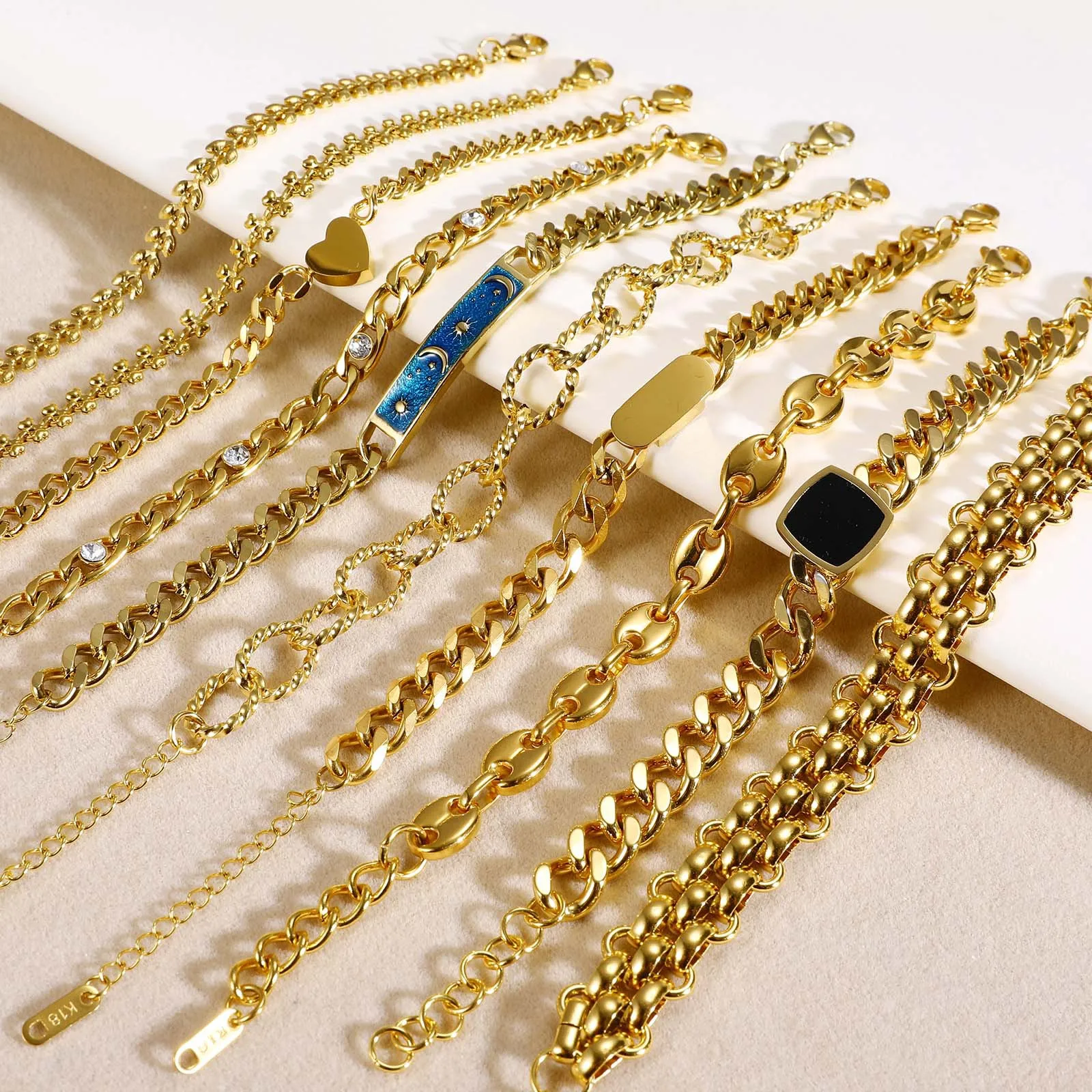 Customize Hollow Vintage Adjustable Silver Gold Plated Thick Snake Bracelet Stainless Steel Heart Design Chain Bracelet