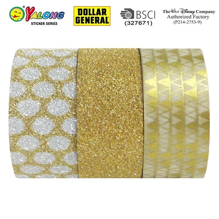 Decorative Gold Powder Glitter Film Tape With Dot