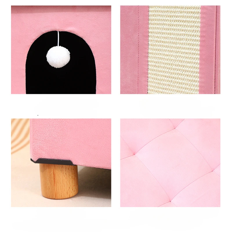 Pet House Ottoman Cube Cat or Dog Furniture Bed Footstool Folding Ottoman with Space for Animals