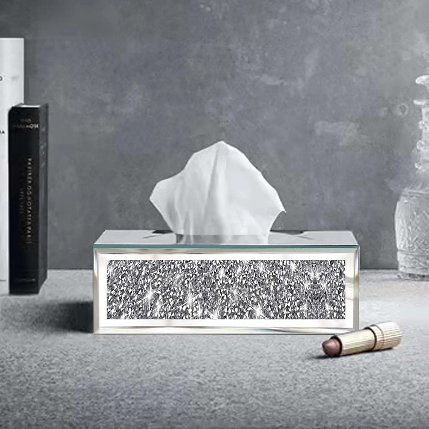 2023 Silver Tissue Box Cover Luxury diamond Tissue Holders for Bathrooms Dresser Vanity Box Gold for Home Living Room Bathroom