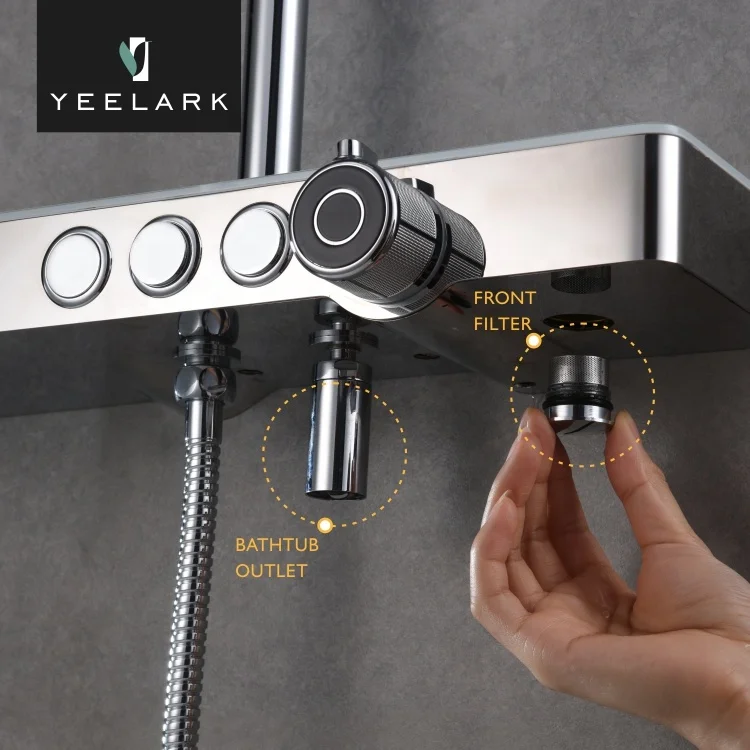 Factory Price Bathroom Thermostatic Matte Black Wall Mounted SUS304 Rainfall Hot and Cold Water Mixer Bathroom Shower Faucet