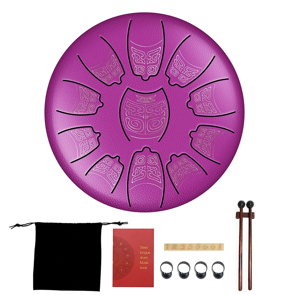 Steel Tongue Drum 6 Inch 11 Notes C Major Percussion Instruments For Yoga Meditation With Carry Bag