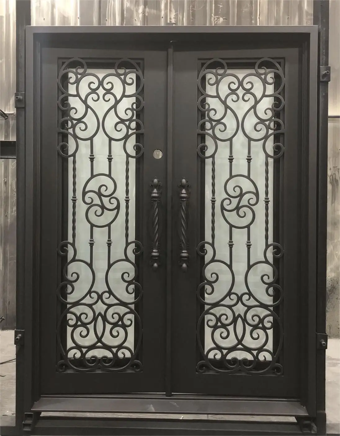 Forged Square Top Galvanized Iron Door Iron Double Front Doors Wrought Iron Door For Entry