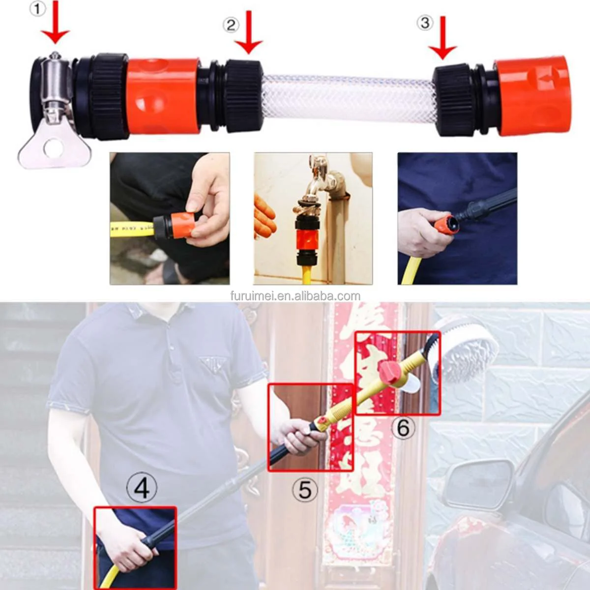 
2021 Car Wash Brush Kit with Long Handle Automatic Non-Electric 360 Degree Rotating Brush 