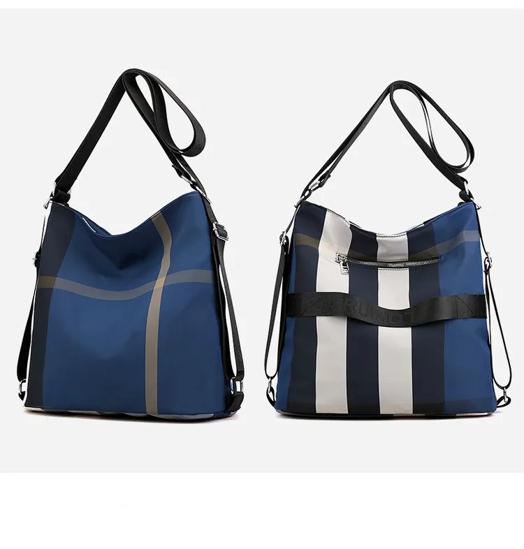 
Waterproof nylon backpack ykk customised plaid print women handbags 
