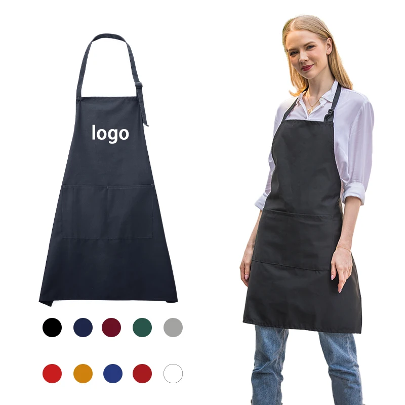 High Quality Cotton aprons kitchen custom logo Polyester Black Cleaning BBQ Sublimation Chef Kitchen Cooking waterproof Apron