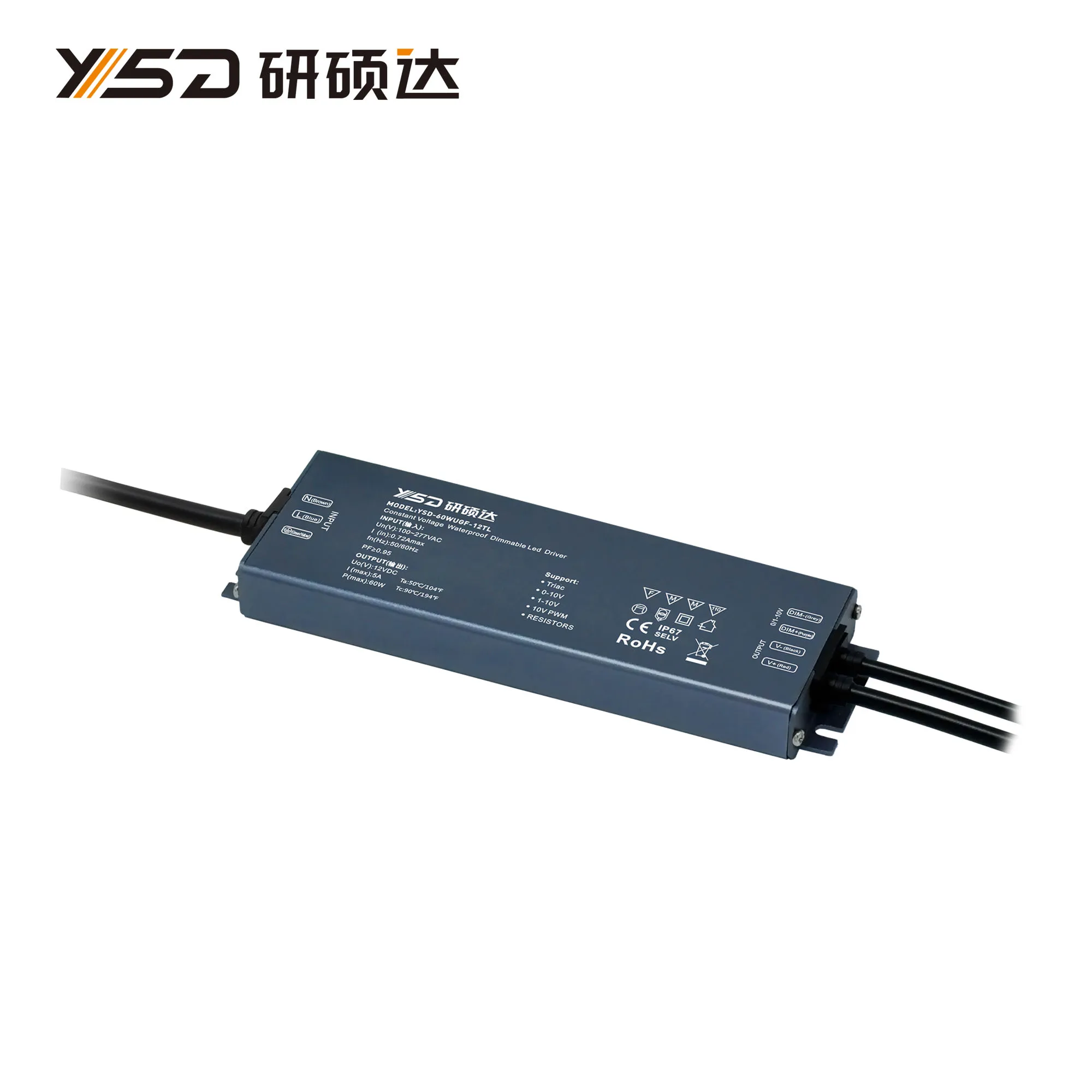 Factory Wholesales IP67 Waterproof LED Power Supply For Outdoor Led Driver12V 24V 60W 0/10V PWM Dimming Led Power Supply