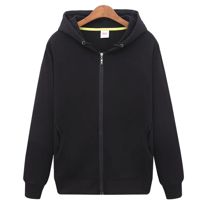 New zipper solid color hoodie sweater sports leisure class clothes couple clothes hooded long-sleeved coat (children)