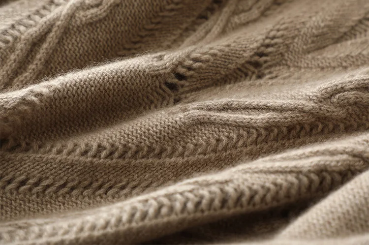 Custom Autumn Winter Winter 100% Pure Cashmere Cable knitted Sweater Skirt 2 Piece Set Outfit Sweater Top Twin Set Women