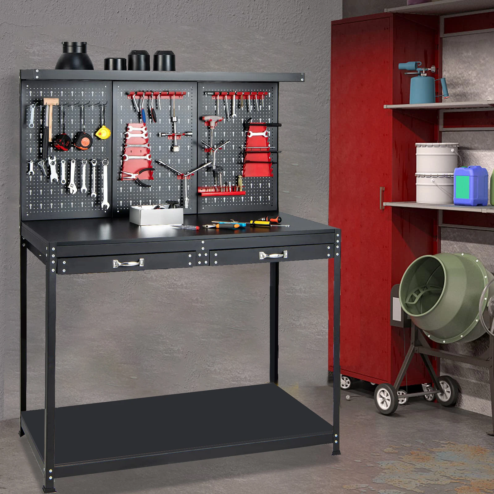 Professional Metal Heavy Duty Steel Work Bench Industrial Corner Workbench Garage Workshop Storage Systems Tool Drawer Cabinets