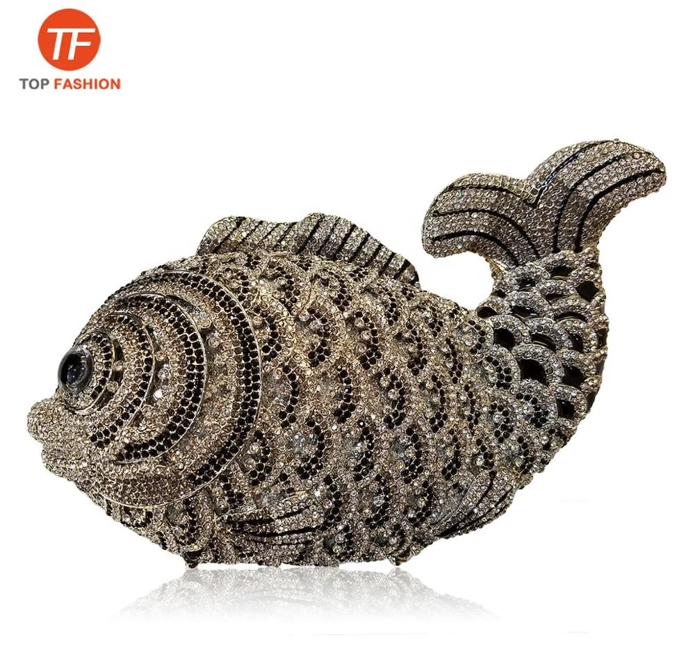 Luxury Fish Crystal Rhinestone Party Hardcase Clutch Evening Bag from Factory