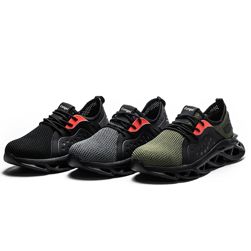 
Custom Logo Black Working Shoes Casual Safety Shoes Breathable Lightweight Safety Construction Work Shoe Steel Toe Sneakers 