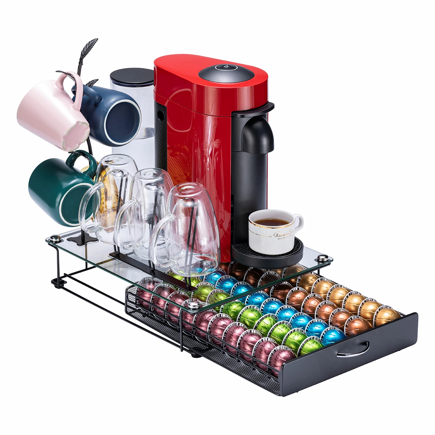 Nespresso Vertuo Dolce Gusto K-Cup домашний кухонный столешница Органайзер 50 капсул держатель для ящика полка для хранения стеклянный держатель металлический ящик