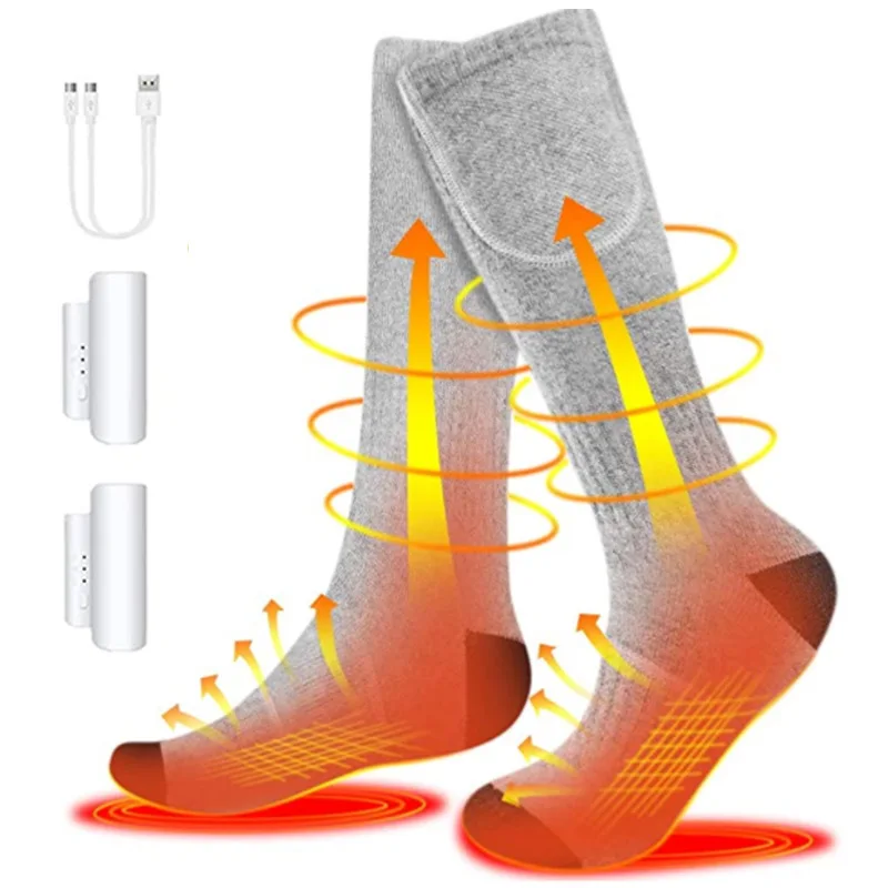 Custom Winter Electric Self Heated Sock Chaussettes Chauffantes Usb Rechargeable Battery Heated Socks