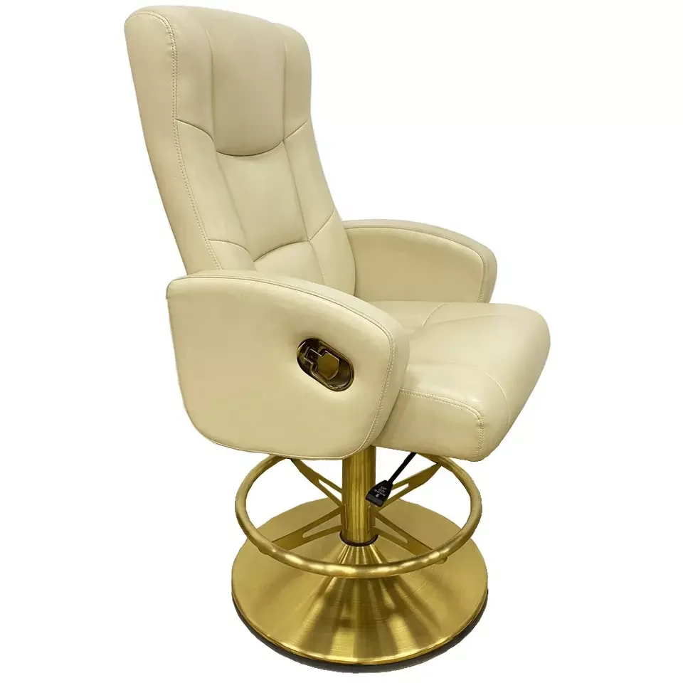 High quality offers samples hot Recliner poker casino chair Beige black leather black metal base can lie for video game room