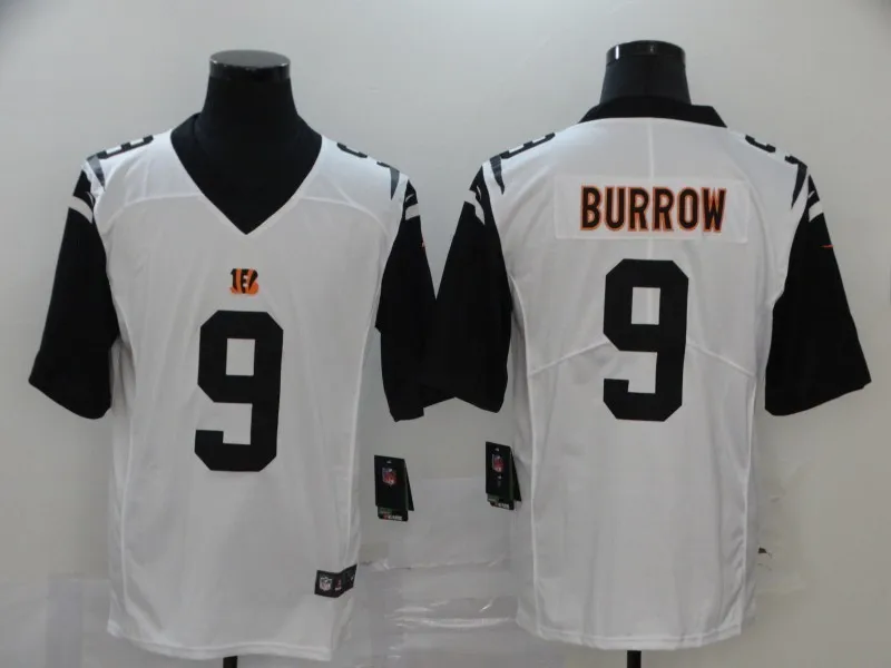 Cincinnati 9 Joe Burrow Football Jersey 2 Evan McPherson JaMarr Chase Tee Higgins jerseys stitched