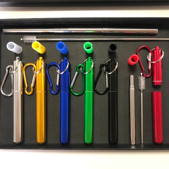 10%OFF Portable High-End 304 Foldable Reusable Custom Telescopic Stainless Steel Retractable Metal Collapsible Drinking Straw