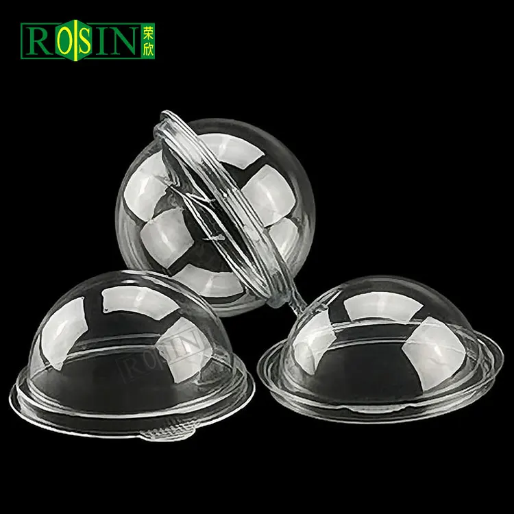 Customized Logo Clear Round Blister Plastic clamshell hinge Packaging boxes for bath bombs