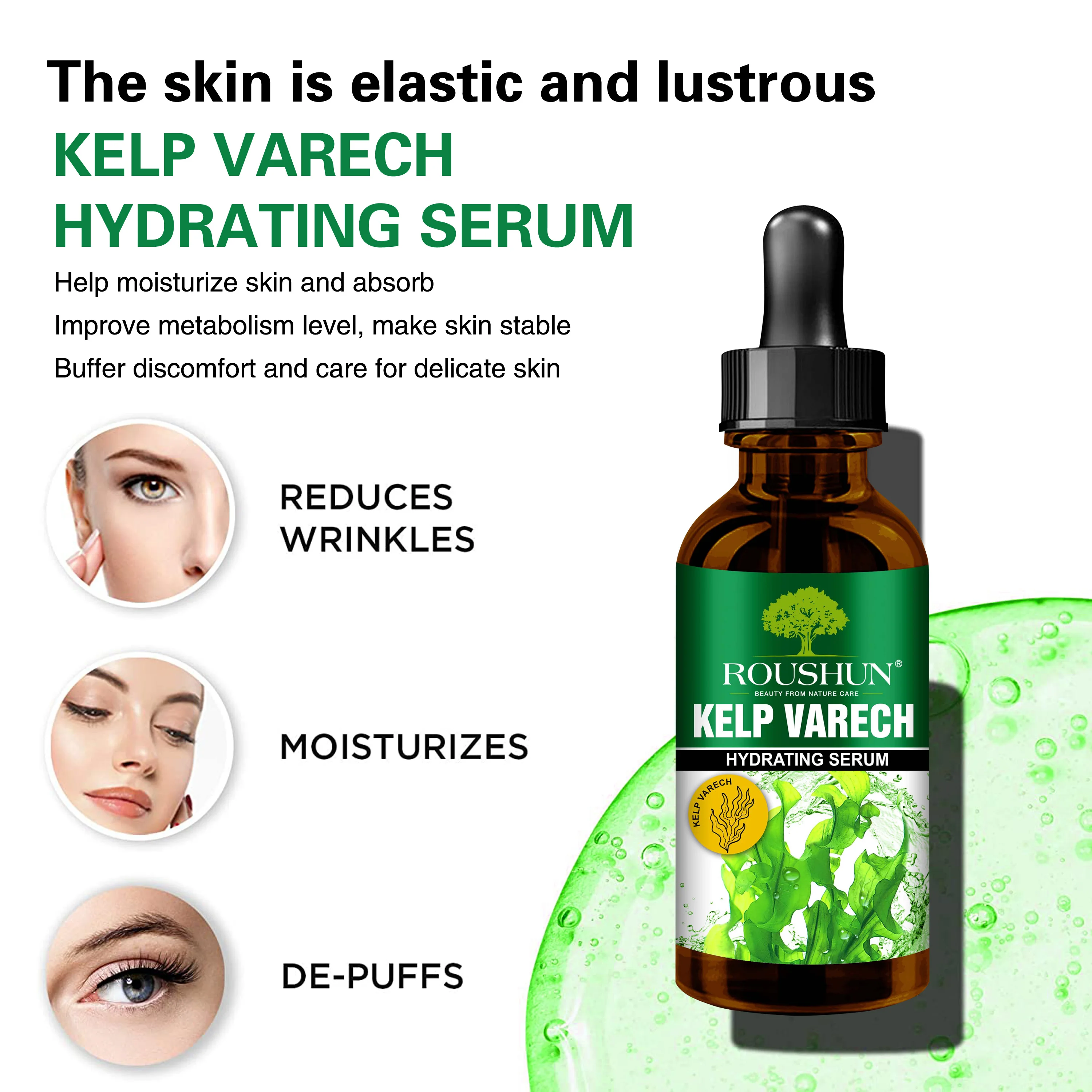 Roushun Kelp Vargch Hydrating Serum Brightening Lightening Reduce Wrinkle Essence