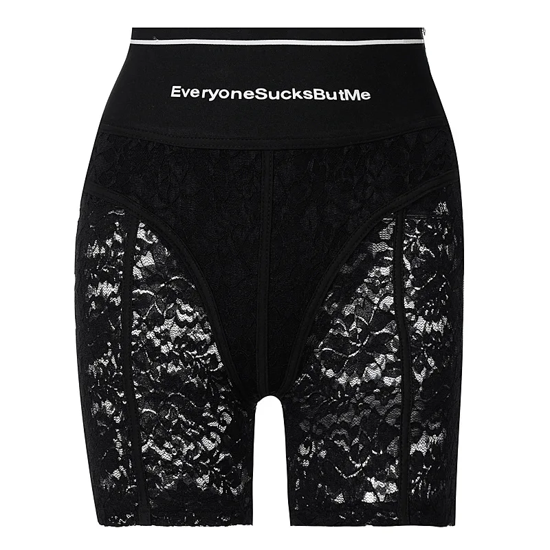 2022 new arrivals clothing Best Selling Women Floral Everyone Sucks But Me lace Shorts Add White Stretch Short Pants