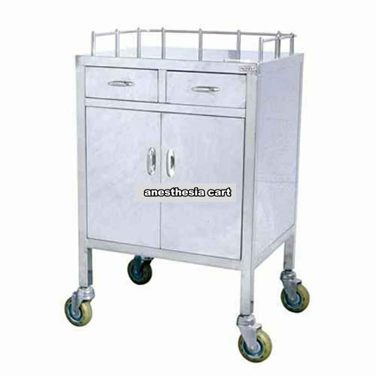 60x40x86cm Good quality Hospital instrument Stainless steel anesthesia cart for medical emergency