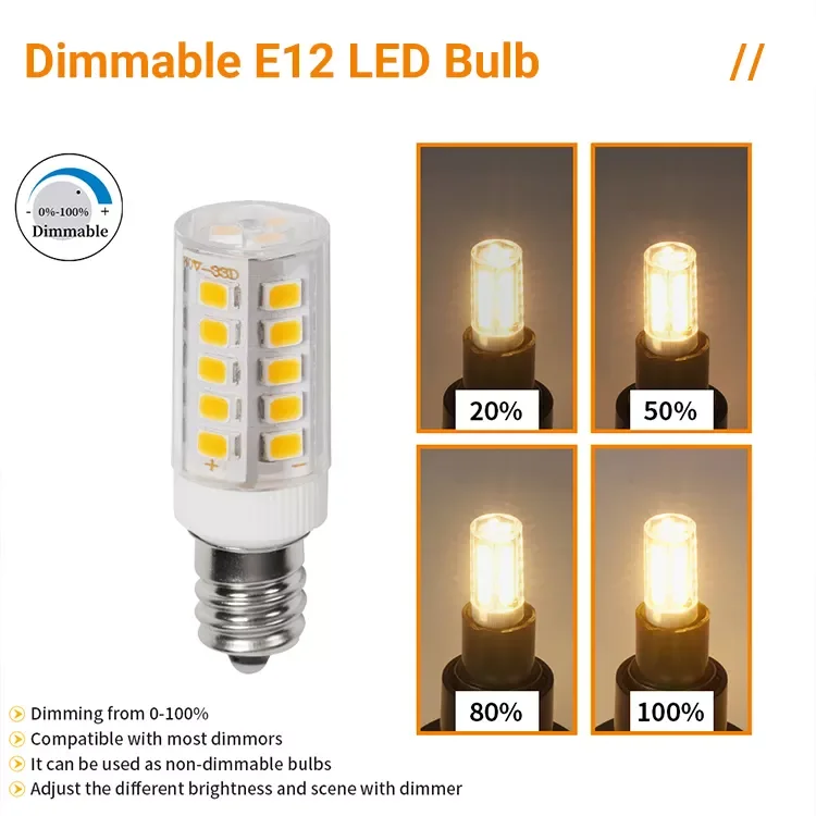 110v E12 Bulb Led Led Led Bulb E12 110v Dimmable 4W  Ceramic Bulb Warm Light