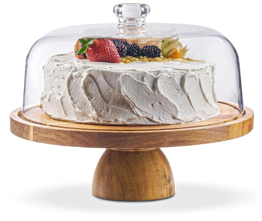 Cake Stand with Clear Acrylic Dome Cover  Serving Platter Cake Stand