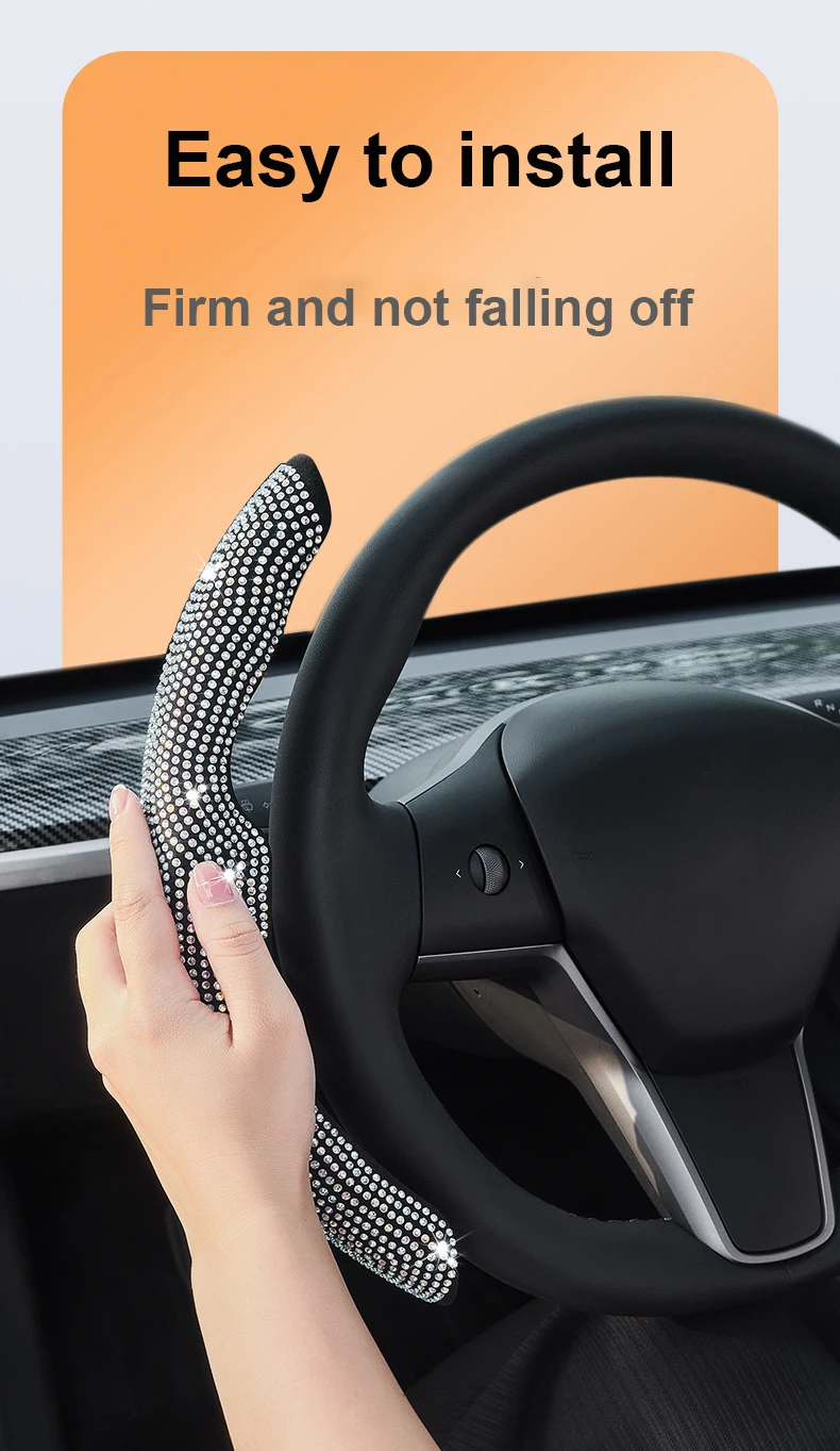 Bling Rhinestone Car Steering Wheel Cover with Crystal Diamond for Women, Sparkling Car Wheel Protector