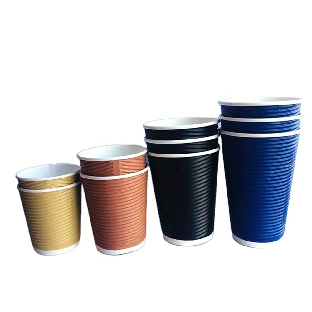 Black coffee cup Disposable coffee cups double wall paper coffee cups with lids