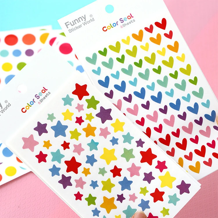 Diary Planner Sticker Colorful Rainbow Heart Star Decoration Journal Scrapbook Albums Photo Toys For Kids