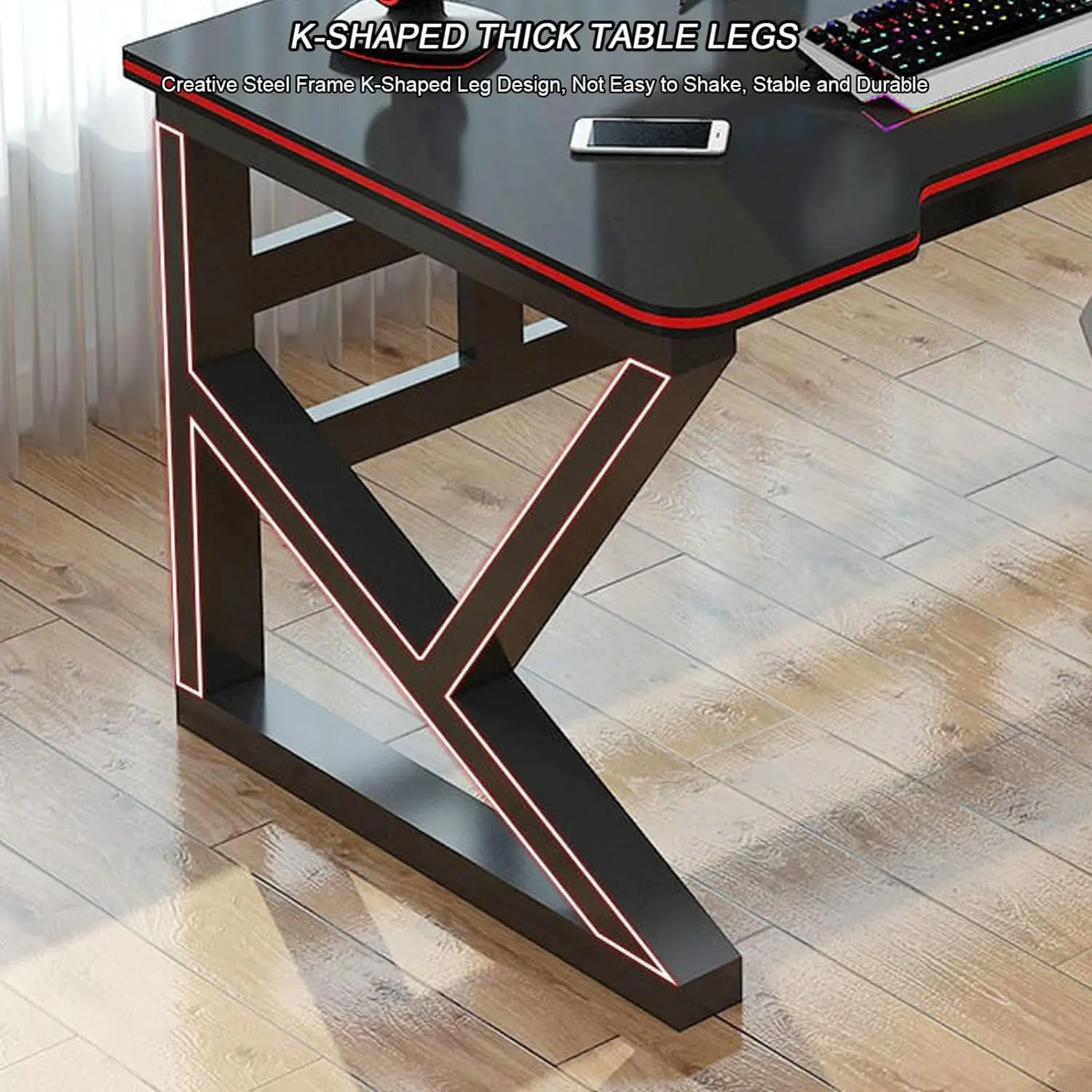 Factory custom high quality K shape home office computer table study gaming tables stable multipurpose writing desk pc table