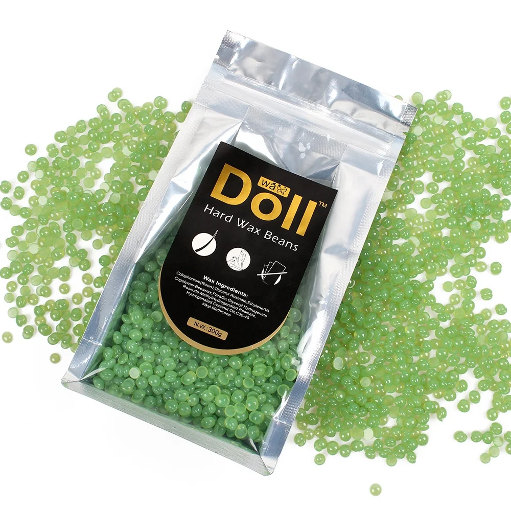 300g doll Green Colors aloe  Depilatory hard Wax Beans Hot Film Hard Waxing Bikini Hair Removal Beads